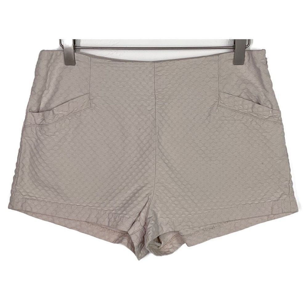 Free People Beige Newman High Waisted Netted Textured Shorts 6